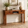 Wadsworth Shesham Wood Console Table in Honey Oak Finish With 2 Drawer