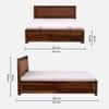 Melba Solid Sheesham Wood  King Size Hydrolic Storage Upholstered  Bed In Provincial Teak Finish