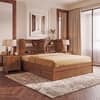 Koro Solid Wood Queen Size Drawer Storage Bed In Amber Walnut Finish