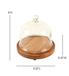 Ireka Homes Sweet Haven Acacia Wood Cake Stand with Glass Dome