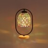 Devansh Multicolor Glass Wooden & Iron  Table Lamp -17 Inch Height  -Anb