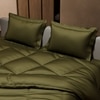 Stoa Paris Comforter Set Double Bed, 300TC Satin Double Bed Comforters in Olive Oasis