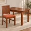 Globally Indian Shilpa Solid Sheesham Wood 4 Seater Dining Table Set 4 Chairs Terracotta Orange