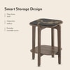 Alba Square Copa Cabana Black Stone and Solid Wood Side Table in Danish Walnut Finish