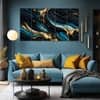 The Castle Decor Marble Abstract Wall Painting Wooden Framed Digital Painting 27x48 Inch (Style 1)