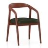 Brava Solid Wood 6 Seater Dining Table with 6 Zen Solid Wood Dining Armchair in (Finish: Honey, Colour: Olive Leatherette)