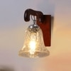 Devansh Solid Wood Electric Wall Light in Brown Colour with Transparent Shade Count of 1 Light