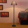 Ray Blue Natural Fiber Shade Floor Lamp with Black Iron Base
