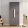 Hexa Red Wooden 2 Door Wardrobe with Drawer and Hanging Space in Slate Grey Colour