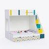 Pattern Dreams Bunk Bed  6X5 (Drawers On Wheels) In White & Teal Colour