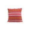 Acrylic Striped Cushion Cover with Lace Set of 2 (16 X 16 Inches)