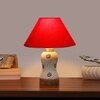 Devansh Conical Red Cotton Shade Lamp With Wood & Mosaic Glass Base For Decoration/Office/Home/Gifting/Study For Decoration/Office/Home/Gifting/Study -(10X10X14.5) Inches -A
