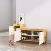 Hexa Red Engineered Wood Shoe Rack in Giant Wood and Frosty White Colour