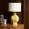 Amalfi Handicrafted Table Lamp in Yellow and blue checks Colour