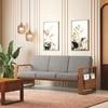 Moreno Three Seater Sofa Wood Sofa In Amber Walnut Finish with Flint Grey Futon Colour