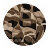 Handmade Round Wool Rug Modern Abstract Brown Beige 4 Feet Carpet