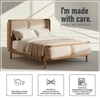 Valerio Duo-Panel Luxe Queen Size Bed in Off- White colour Velvet with Oak wood Frame