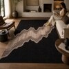 Handmade Natural Wool Area Rug Abstract Canyon Black 4 x 6 Feet Carpet