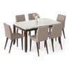 Matteo Engineered Wood 6 Seater Dining Table With Set Of 6 Persica Dining Chairs (Finish- Dark Walnut)