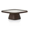 Lazo Solid Wood And Aravali Marble Square Coffee Table In Dark Chestnut Finish