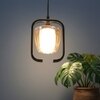 Eliante Hanging Light - Champaign Glass Shade, Mild Steel And Wood, 1-Light Pendant For Modern Decor