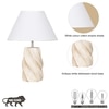 BURFORD Small Distress White Finish Wood Table Lamp with White Cotton Shade – LED  Included