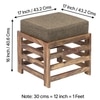 Houston Sheesham Wood Contemporary Set of 2 Stools in Jute Brown, Teak Finish