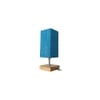Flannery Turquoise Jute lamp with Square Natural Wood Base
