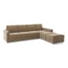 Apollo Compact Sofa (Colour : Fawn Velvet, Cushion : Soft, Back Type : Regular, Seating Capacity : Right Aligned 3 Seater + Right Aligned Chaise + Ottoman)