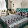 Multicolor Ethnic 180 TC Flat 1 Queen  Bedsheet with 2 Pillow Covers