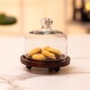 Ireka Homes Sugary Affair Acacia Wood Cake Stand with Glass Dome
