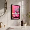 The Castle Decor Quirky Zebra Pink Bathtub Bathroom Wall Art 8x12 Inch