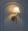 BETTIE Integrated LED Brass Wall Light with White Cotton Shade