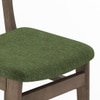 Lunar Solid Wood and Carrara White 6 Seater with 6 Lunar Dining Chair (Finish: Danish Walnut, Colour: Moss Green)
