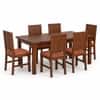 Globally Indian Mahira Solid Sheesham Wood 6 Seater Dining Table Set 6 Chairs Terracotta Orange