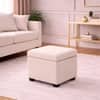 Doe Buck Hutcheson Upholstered Storage Ottoman Cube in Off White Colour
