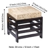 Houston Sheesham Wood Stool with Ivory Sparkle Velvet Cushion
