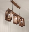 Trikona 3 Series Brown Solid Wood Cluster Hanging Light