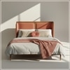 Valerio Duo-Panel Luxe King Size Bed in Antique Rose colour Velvet with Oak wood Frame
