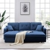William Solid Wood Sofa cum Bed in Navy Blue