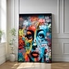 The Castle Decor Abstract Graffiti Face Wall Art Framed Painting 20x30 Inch