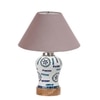 Devansh Conical Grey Cotton Shade Lamp With Wood & Mosaic Glass Base For Decoration/Office/Home/Gifting/Study For Decoration/Office/Home/Gifting/Study -(10X10X14.5) Inches -A