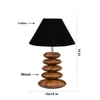 Devansh Black Cotton Table Lamp With Wood  Pebble Lamp  (10X10X15) Inches