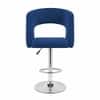 Doe Buck Adjustable Upholstered Bar Stool in Blue Colour with Chrome Base