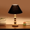 Devansh Black Cotton Table Lamp With  Wood Natural Base (10X10X16) Inches)-28