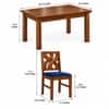 Globally Indian Taranga Solid Sheesham Wood 4 Seater Dining Table Set 4 Chairs Navy Blue