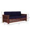 Anjani 3+1+1 Seater Wooden Sofa (BLUE Colour, Teak Finish)