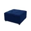 Doe Buck Tufted Storage Ottoman Bench in Mustard Blue Colour Fabric