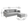 Daraco Velvet L shape 4 Seater Sofa in Grey Color