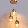 Eliante Hanging Light, 3 Bulb, Champaign Glass Shade, Mild Steel Pendant Lighting